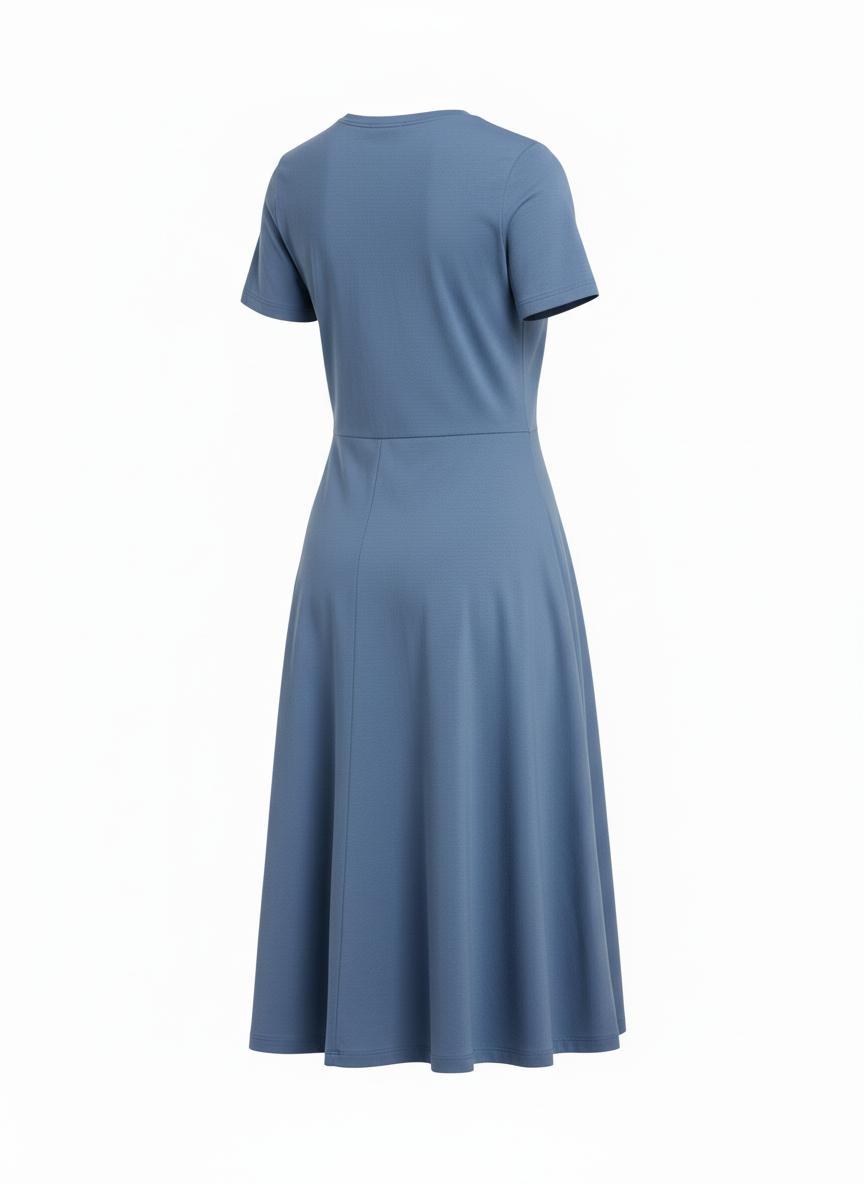 Blue A-Line Cotton Blend Dress for Women