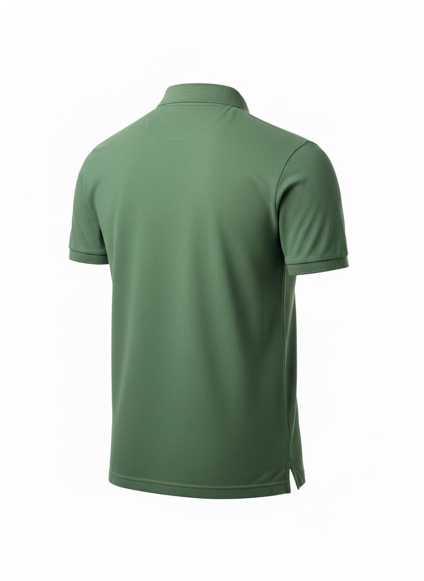 Green Cotton Blend Pique Polo for Men