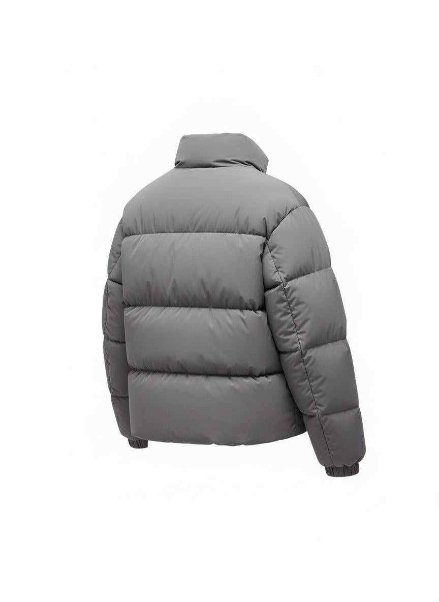 Gray Quilted Puffer Jacket for Men