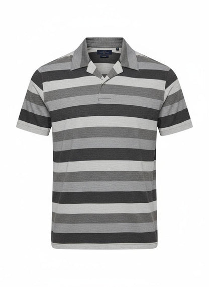 Gray Striped Polo for Men