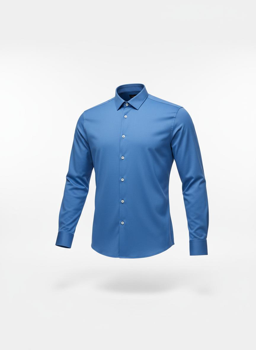 Blue Long Sleeve Button-Down Shirt for Men