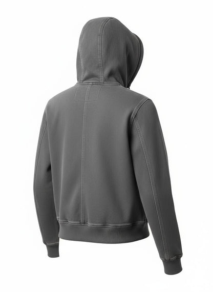 Gray Hooded Canvas Jacket for Women