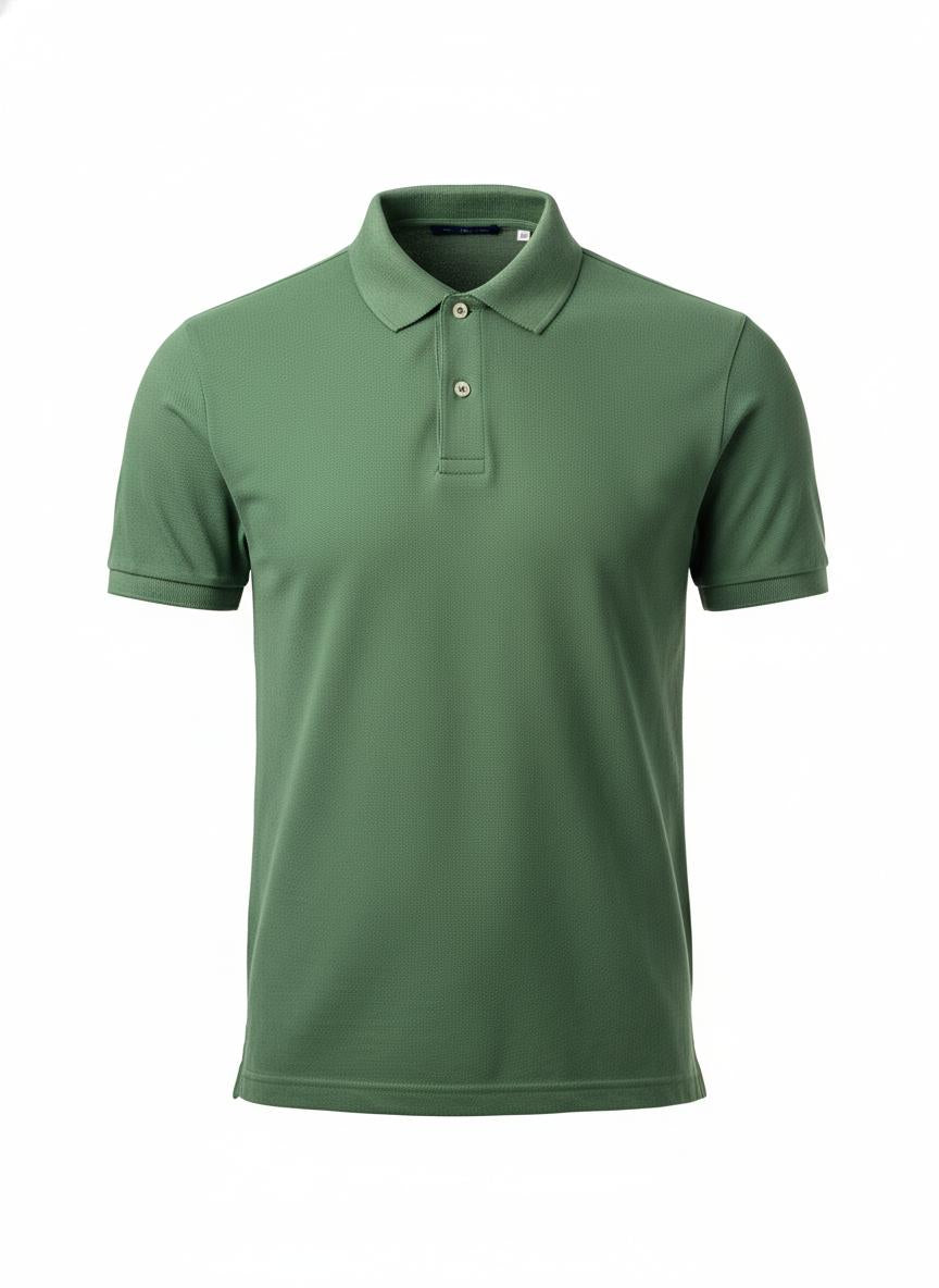 Green Cotton Blend Pique Polo for Men