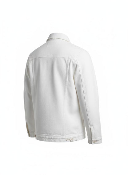 White Button-Front Canvas Jacket for Men