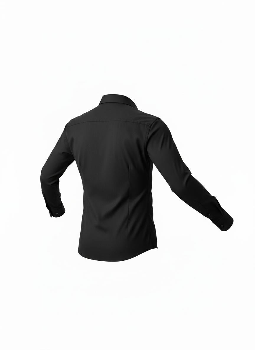 Black Slim Fit Cotton Blend Shirt for Men