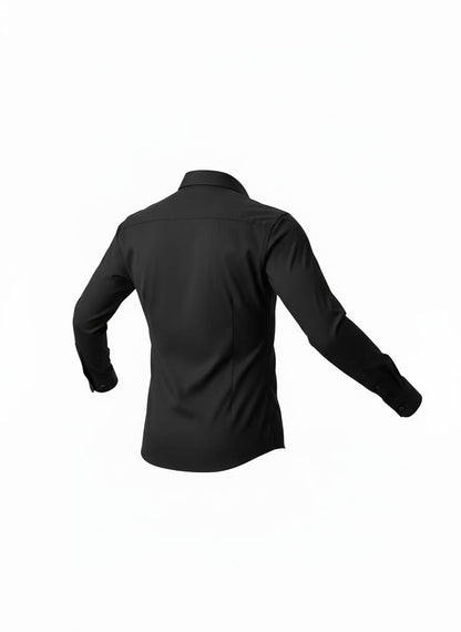 Black Slim Fit Cotton Blend Shirt for Men