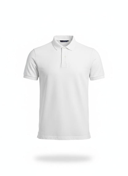 White Short Sleeve Cotton Blend Polo for Men