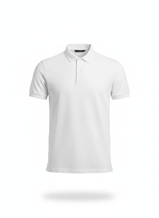 White Short Sleeve Cotton Blend Polo for Men