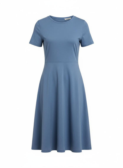Blue A-Line Cotton Blend Dress for Women