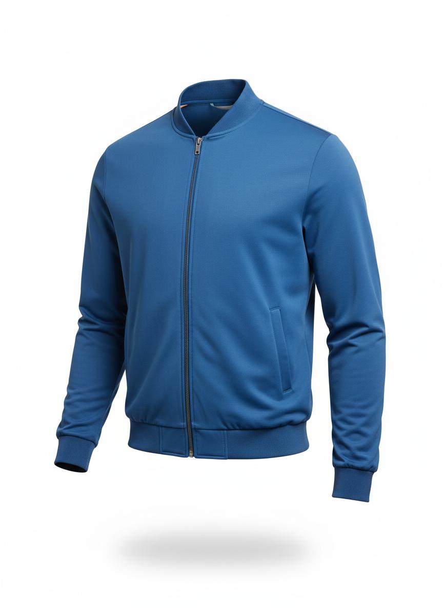 Blue Zip-Up Bomber Jacket for Men
