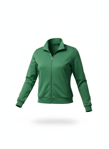 Green Polyester Blend Track Jacket for Women