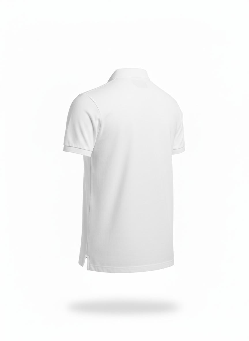 White Short Sleeve Cotton Blend Polo for Men