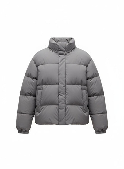 Gray Quilted Puffer Jacket for Men
